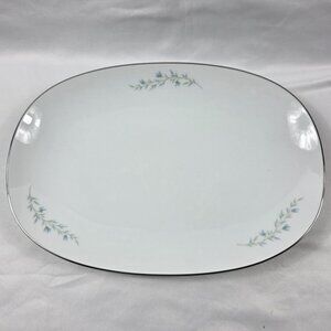 Noritake Tilford Platter White with Blue Flowers & Green Leaves